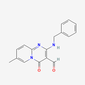 molecular formula C17H15N3O2 B2451239 7-Methyl-4-oxo-2-[(phenylmethyl)amino]-3-pyrido[1,2-a]pyrimidinecarboxaldehyde CAS No. 494828-31-8