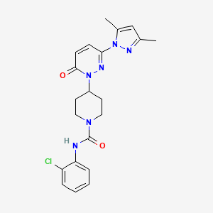 molecular formula C21H23ClN6O2 B2451245 N-(2-Chlorophenyl)-4-[3-(3,5-dimethylpyrazol-1-yl)-6-oxopyridazin-1-yl]piperidine-1-carboxamide CAS No. 2379971-22-7