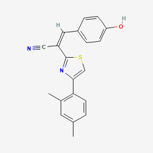 molecular formula C20H16N2OS B2451247 （Z）-2-(4-(2,4-二甲苯基)噻唑-2-基)-3-(4-羟苯基)丙烯腈 CAS No. 476669-39-3