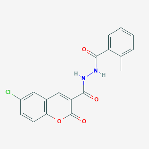 molecular formula C18H13ClN2O4 B2451252 6-chloro-N'-(2-methylbenzoyl)-2-oxo-2H-chromene-3-carbohydrazide CAS No. 923196-56-9