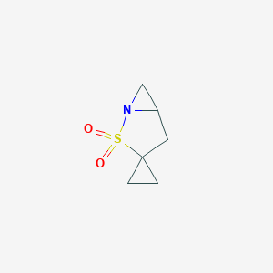 molecular formula C6H9NO2S B2451260 Spiro[2lambda6-thia-1-azabicyclo[3.1.0]hexane-3,1'-cyclopropane] 2,2-dioxide CAS No. 2470436-21-4