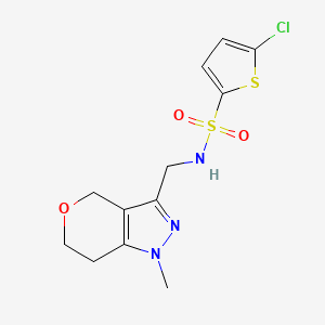 molecular formula C12H14ClN3O3S2 B2451264 5-chloro-N-({1-methyl-1H,4H,6H,7H-pyrano[4,3-c]pyrazol-3-yl}methyl)thiophene-2-sulfonamide CAS No. 1797308-08-7