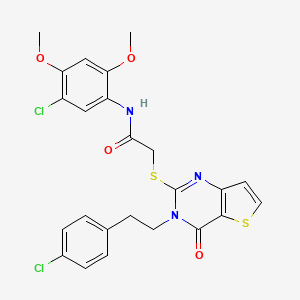 molecular formula C24H21Cl2N3O4S2 B2451283 N-(5-chloro-2,4-dimethoxyphenyl)-2-({3-[2-(4-chlorophenyl)ethyl]-4-oxo-3H,4H-thieno[3,2-d]pyrimidin-2-yl}sulfanyl)acetamide CAS No. 2097937-63-6