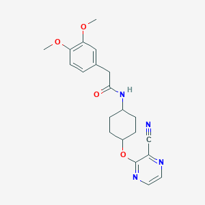 molecular formula C21H24N4O4 B2451285 N-((1r,4r)-4-((3-cyanopyrazin-2-yl)oxy)cyclohexyl)-2-(3,4-dimethoxyphenyl)acetamide CAS No. 2034255-82-6