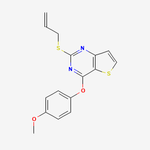 molecular formula C16H14N2O2S2 B2451288 2-(Allylsulfanyl)-4-(4-methoxyphenoxy)thieno[3,2-d]pyrimidine CAS No. 478067-65-1