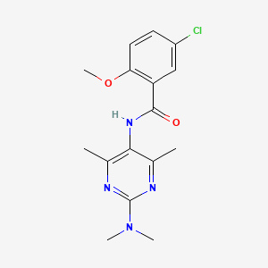 molecular formula C16H19ClN4O2 B2451297 5-氯-N-(2-(二甲氨基)-4,6-二甲基嘧啶-5-基)-2-甲氧基苯甲酰胺 CAS No. 1448034-28-3