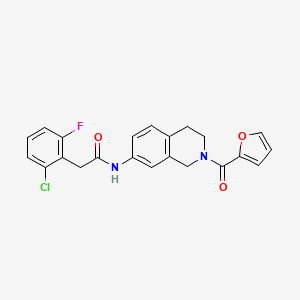 molecular formula C22H18ClFN2O3 B2451300 2-(2-氯-6-氟苯基)-N-(2-(呋喃-2-羰基)-1,2,3,4-四氢异喹啉-7-基)乙酰胺 CAS No. 1448054-07-6
