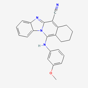 molecular formula C23H20N4O B2451306 11-(3-Methoxyanilino)-7,8,9,10-tetrahydrobenzimidazolo[1,2-b]isoquinoline-6-carbonitrile CAS No. 862127-94-4