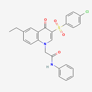 molecular formula C25H21ClN2O4S B2451312 2-[3-(4-chlorophenyl)sulfonyl-6-ethyl-4-oxoquinolin-1-yl]-N-phenylacetamide CAS No. 866590-92-3