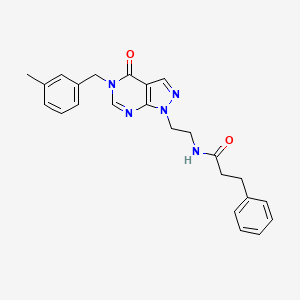 molecular formula C24H25N5O2 B2451318 N-(2-(5-(3-methylbenzyl)-4-oxo-4,5-dihydro-1H-pyrazolo[3,4-d]pyrimidin-1-yl)ethyl)-3-phenylpropanamide CAS No. 922017-22-9