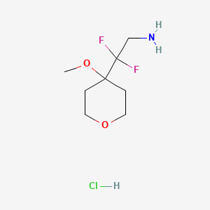 molecular formula C8H16ClF2NO2 B2451319 2,2-Difluoro-2-(4-methoxyoxan-4-yl)ethan-1-amine hydrochloride CAS No. 2225135-97-5