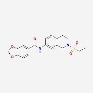 molecular formula C19H20N2O5S B2451321 N-(2-(ethylsulfonyl)-1,2,3,4-tetrahydroisoquinolin-7-yl)benzo[d][1,3]dioxole-5-carboxamide CAS No. 954614-68-7