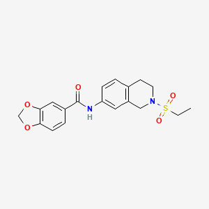 molecular formula C19H20N2O5S B2451321 N-(2-(乙基磺酰基)-1,2,3,4-四氢异喹啉-7-基)苯并[d][1,3]二氧杂环-5-甲酰胺 CAS No. 954614-68-7