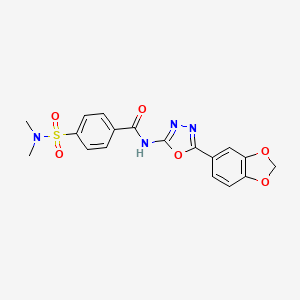 molecular formula C18H16N4O6S B2451322 N-(5-(benzo[d][1,3]dioxol-5-yl)-1,3,4-oxadiazol-2-yl)-4-(N,N-dimethylsulfamoyl)benzamide CAS No. 922017-90-1