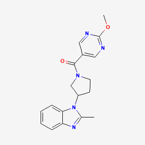 molecular formula C18H19N5O2 B2451326 (2-甲氧基嘧啶-5-基)(3-(2-甲基-1H-苯并[d]咪唑-1-基)吡咯烷-1-基)甲苯酮 CAS No. 2034461-00-0