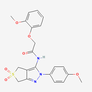 molecular formula C21H21N3O6S B2451328 2-(2-methoxyphenoxy)-N-(2-(4-methoxyphenyl)-5,5-dioxido-4,6-dihydro-2H-thieno[3,4-c]pyrazol-3-yl)acetamide CAS No. 893937-89-8