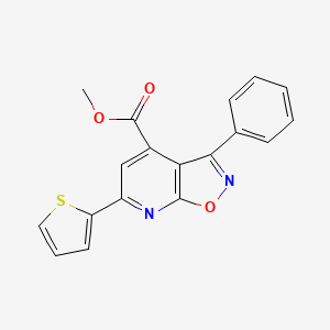 molecular formula C18H12N2O3S B2451329 Methyl 3-phenyl-6-(thiophen-2-yl)isoxazolo[5,4-b]pyridine-4-carboxylate CAS No. 938001-05-9