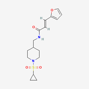 molecular formula C16H22N2O4S B2451338 (E)-N-((1-(cyclopropylsulfonyl)piperidin-4-yl)methyl)-3-(furan-2-yl)acrylamide CAS No. 1235702-57-4