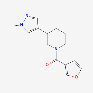 molecular formula C14H17N3O2 B2451346 Furan-3-yl-[3-(1-methylpyrazol-4-yl)piperidin-1-yl]methanone CAS No. 2320418-14-0