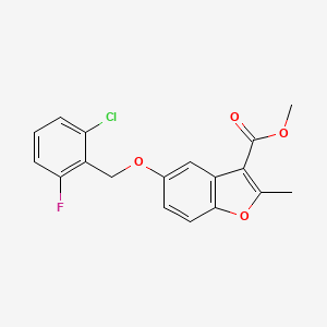 molecular formula C18H14ClFO4 B2451349 Methyl 5-[(2-chloro-6-fluorophenyl)methoxy]-2-methyl-1-benzofuran-3-carboxylate CAS No. 307552-04-1