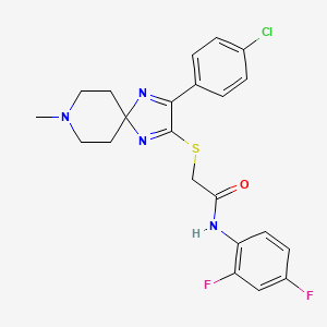 molecular formula C22H21ClF2N4OS B2451354 2-((3-(4-chlorophenyl)-8-methyl-1,4,8-triazaspiro[4.5]deca-1,3-dien-2-yl)thio)-N-(2,4-difluorophenyl)acetamide CAS No. 1189462-61-0