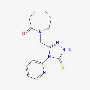 molecular formula C14H17N5OS B2451365 1-{[4-(pyridin-2-yl)-5-sulfanyl-4H-1,2,4-triazol-3-yl]methyl}azepan-2-one CAS No. 790272-08-1