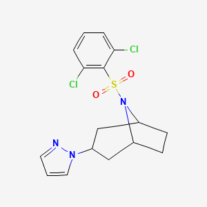(1R,5S)-8-((2,6-dichlorophenyl)sulfonyl)-3-(1H-pyrazol-1-yl)-8-azabicyclo[3.2.1]octane