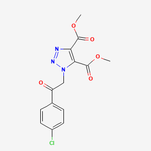 molecular formula C14H12ClN3O5 B2451377 dimethyl 1-[2-(4-chlorophenyl)-2-oxoethyl]-1H-1,2,3-triazole-4,5-dicarboxylate CAS No. 1350929-63-3