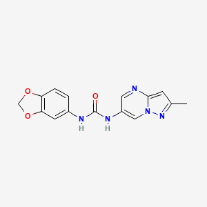 molecular formula C15H13N5O3 B2451379 1-(Benzo[d][1,3]dioxol-5-yl)-3-(2-methylpyrazolo[1,5-a]pyrimidin-6-yl)urea CAS No. 1795489-09-6