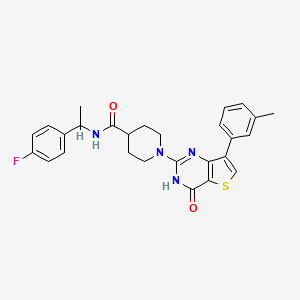 molecular formula C27H27FN4O2S B2451383 N-[1-(4-fluorophenyl)ethyl]-1-[7-(3-methylphenyl)-4-oxo-3,4-dihydrothieno[3,2-d]pyrimidin-2-yl]piperidine-4-carboxamide CAS No. 1242876-33-0