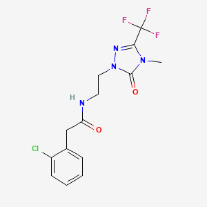 molecular formula C14H14ClF3N4O2 B2451395 2-(2-氯苯基)-N-(2-(4-甲基-5-氧代-3-(三氟甲基)-4,5-二氢-1H-1,2,4-三唑-1-基)乙基)乙酰胺 CAS No. 1421516-87-1