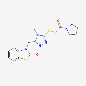 molecular formula C17H19N5O2S2 B2451399 3-((4-甲基-5-((2-氧代-2-(吡咯烷-1-基)乙基)硫代)-4H-1,2,4-三唑-3-基)甲基)苯并[d]噻唑-2(3H)-酮 CAS No. 847400-08-2