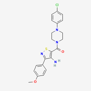 molecular formula C21H21ClN4O2S B2451402 (4-氨基-3-(4-甲氧基苯基)异噻唑-5-基)(4-(4-氯苯基)哌嗪-1-基)甲酮 CAS No. 1286702-40-6