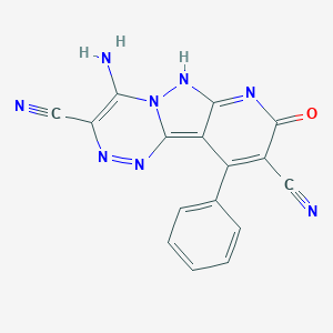 molecular formula C16H8N8O B245141 6-amino-11-oxo-13-phenyl-3,4,7,8,10-pentazatricyclo[7.4.0.02,7]trideca-1,3,5,9,12-pentaene-5,12-dicarbonitrile 