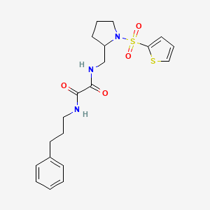 molecular formula C20H25N3O4S2 B2451412 N1-(3-苯基丙基)-N2-((1-(噻吩-2-基磺酰基)吡咯烷-2-基)甲基)草酰胺 CAS No. 896279-00-8