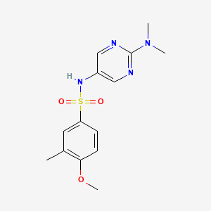 molecular formula C14H18N4O3S B2451415 N-(2-(dimethylamino)pyrimidin-5-yl)-4-methoxy-3-methylbenzenesulfonamide CAS No. 1396632-74-8