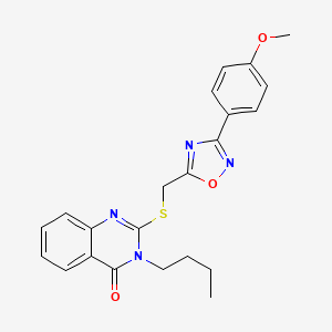 molecular formula C22H22N4O3S B2451423 3-butyl-2-(((3-(4-methoxyphenyl)-1,2,4-oxadiazol-5-yl)methyl)thio)quinazolin-4(3H)-one CAS No. 946352-42-7