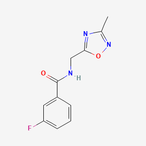 molecular formula C11H10FN3O2 B2451429 3-fluoro-N-((3-methyl-1,2,4-oxadiazol-5-yl)methyl)benzamide CAS No. 1235192-27-4