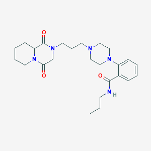 molecular formula C25H37N5O3 B245143 2-{4-[3-(1,4-dioxooctahydro-2H-pyrido[1,2-a]pyrazin-2-yl)propyl]-1-piperazinyl}-N-propylbenzamide 