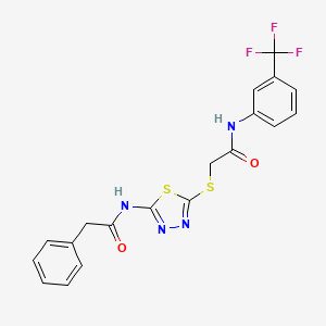 molecular formula C19H15F3N4O2S2 B2451430 N-(5-((2-oxo-2-((3-(三氟甲基)苯基)氨基)乙基)硫代)-1,3,4-噻二唑-2-基)-2-苯基乙酰胺 CAS No. 896027-54-6