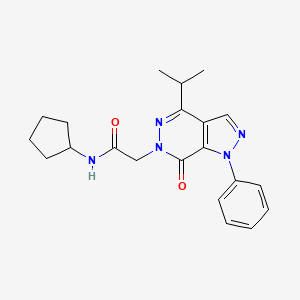 molecular formula C21H25N5O2 B2451431 N-cyclopentyl-2-[7-oxo-1-phenyl-4-(propan-2-yl)-1H,6H,7H-pyrazolo[3,4-d]pyridazin-6-yl]acetamide CAS No. 946204-06-4