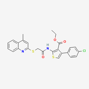 molecular formula C25H21ClN2O3S2 B2451441 4-(4-氯苯基)-2-[[2-(4-甲基喹啉-2-基)硫代乙酰基]氨基]噻吩-3-羧酸乙酯 CAS No. 671198-85-9