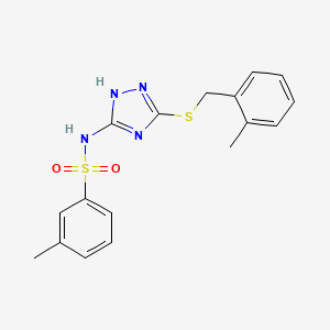 molecular formula C17H18N4O2S2 B2451442 3-甲基-N-{5-[(2-甲基苄基)硫烷基]-1H-1,2,4-三唑-3-基}苯磺酰胺 CAS No. 866011-01-0