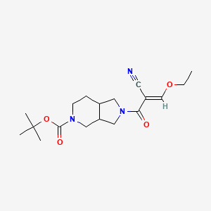 molecular formula C18H27N3O4 B2451443 Tert-butyl 2-[(E)-2-cyano-3-ethoxyprop-2-enoyl]-3,3a,4,6,7,7a-hexahydro-1H-pyrrolo[3,4-c]pyridine-5-carboxylate CAS No. 2094956-15-5