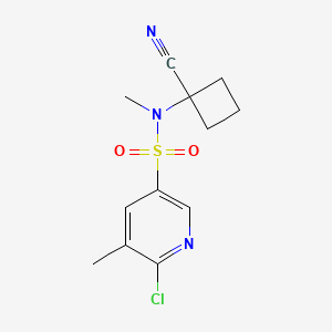 molecular formula C12H14ClN3O2S B2451446 6-chloro-N-(1-cyanocyclobutyl)-N,5-dimethylpyridine-3-sulfonamide CAS No. 1797594-81-0