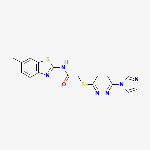 molecular formula C17H14N6OS2 B2451447 2-((6-(1H-imidazol-1-yl)pyridazin-3-yl)thio)-N-(6-methylbenzo[d]thiazol-2-yl)acetamide CAS No. 1334370-82-9