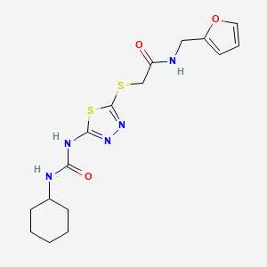 molecular formula C16H21N5O3S2 B2451448 2-[[5-(cyclohexylcarbamoylamino)-1,3,4-thiadiazol-2-yl]sulfanyl]-N-(furan-2-ylmethyl)acetamide CAS No. 886938-45-0