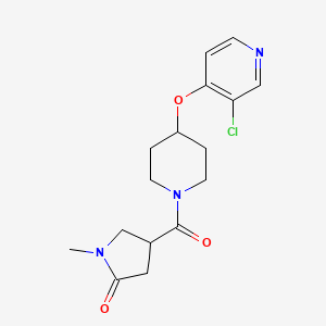 molecular formula C16H20ClN3O3 B2451455 4-(4-((3-Chloropyridin-4-yl)oxy)piperidine-1-carbonyl)-1-methylpyrrolidin-2-one CAS No. 2034431-19-9