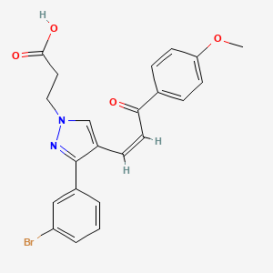 molecular formula C22H19BrN2O4 B2451462 (Z)-3-(3-(3-bromophenyl)-4-(3-(4-methoxyphenyl)-3-oxoprop-1-en-1-yl)-1H-pyrazol-1-yl)propanoic acid CAS No. 882230-01-5