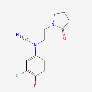 molecular formula C13H13ClFN3O B2451464 (3-氯-4-氟苯基)-[2-(2-氧代吡咯烷-1-基)乙基]氰胺 CAS No. 1645350-63-5